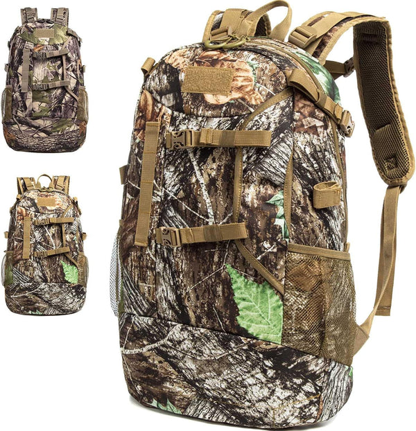 Outdoor Hunting Backpack, Daypack for Bow or Rifle with Rain Cover (Khaki)