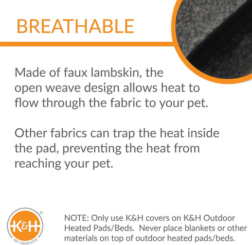 K&H Pet Products Lectro-Kennel Heated Pad Deluxe Cover, Gray, Medium, 16.5 x 22.5 Inches