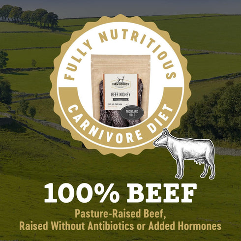 100% -4oz -2 Pack Farm Hounds - Beef Kidney - Premium Natural Beef Kidney Jerky For Dogs - Made From Humanely Raised