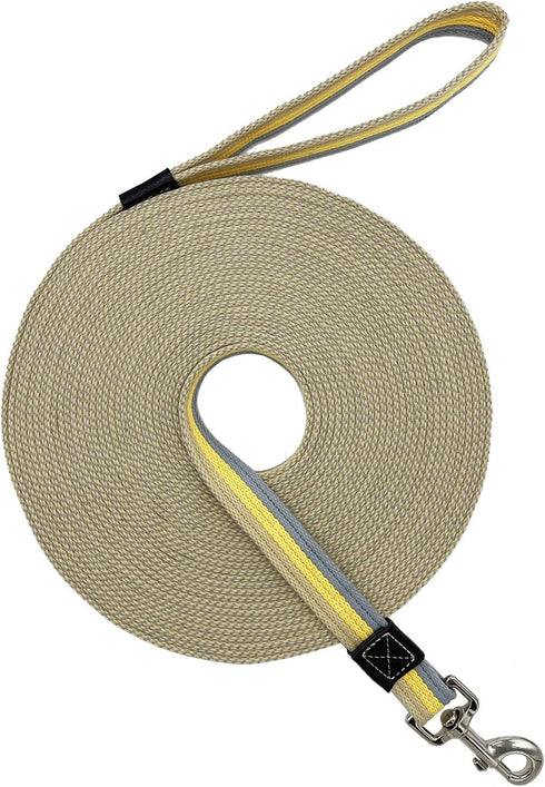 Cotton Web Strong Dog Training Lead, Basic Walking Hiking Lead, Mid Yellow 10FT/Width 1"