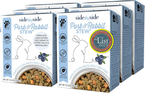 Side by Side Pork & Rabbit Stew - Cooling Wet Dog Food