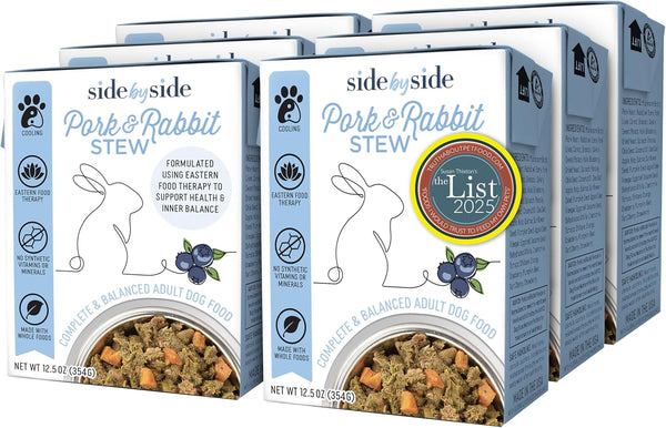 Side by Side Pork & Rabbit Stew - Cooling Wet Dog Food