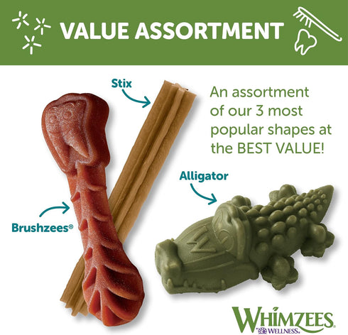 WHIMZEES by Wellness Value Box Natural Dental Chews for Dogs, Long Lasting Treats, Grain-Free, Small Breed, 89 count