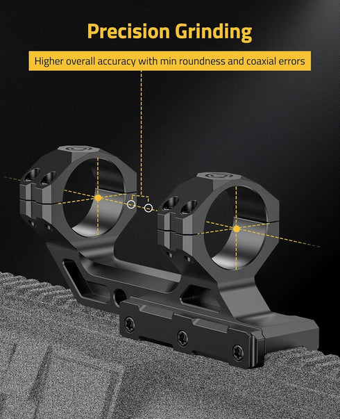 Offset CVLIFE Precision Cantilever Scope Mount - Dual Ring Scope Mount for Picatinny Rails - One Pieces