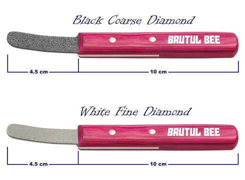 Brutul Bee Stripping Metal Stone Diamond Edged for Dogs, Cats & Pets, Wooden Handle, PINK