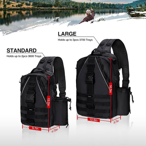 Piscifun Fishing Tackle Backpack with Rod & Gear Holder, Lightweight Water-Resistant Storage Bag