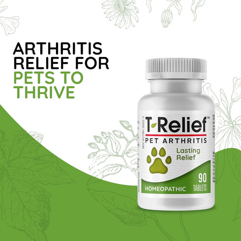 MediNatura T-Relief Pet Arthritis Relief - 90 Tablets with Arnica for Dog & Cat Hip, Joint Pain, Soreness, Stiffness