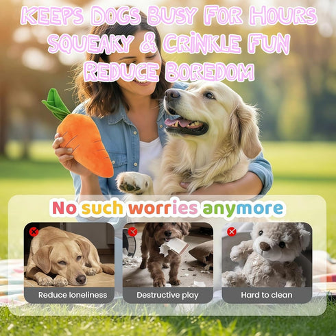 bantogogo 29.5 Inch, (1pcs) Giant Carrot Dog Toy Plush Dog Toy with Squeaker & Crinkle, Soft Durable Puppy Teething