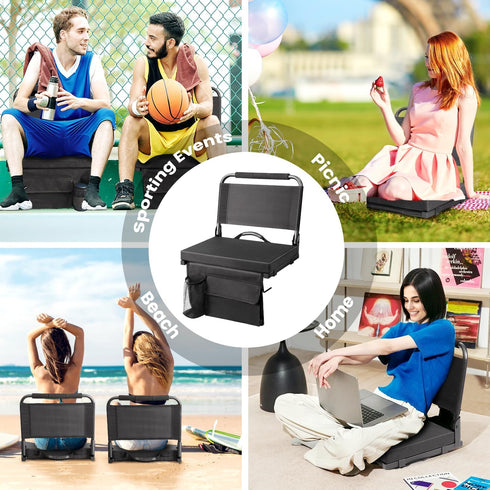 Maeytau Stadium Seats for Bleachers with Back Support, Portable Bleacher Seats with Thick Padded Cushion and Carry