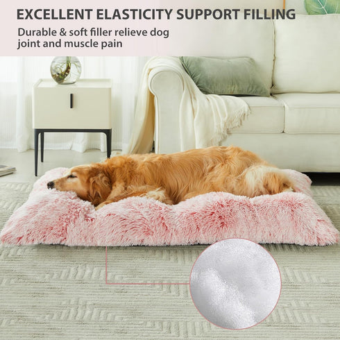 BFPETHOME Dog Beds for Large Dogs, Plush Cozy Crate Bed, Washable Anti-Slip Mats for Large Medium Dogs (42, Pink)