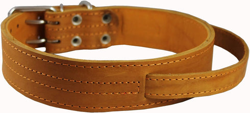 Tan Genuine Leather 27"x1.75" Wide Handle Collar, Fits 20"-24.5" Neck for X-Large Great Dane Mastiff