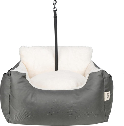 Best Pet Supplies Dog Booster Seat for Car, Truck, SUV - Soft Plush Cushion with Tall Pillow & Secure Straps, Gray