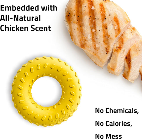 Playology Dog Toys | Dual Layer Ring Durable Chew Toy for Aggressive Chewers | Jumbo Chicken Scented Toy - Easy
