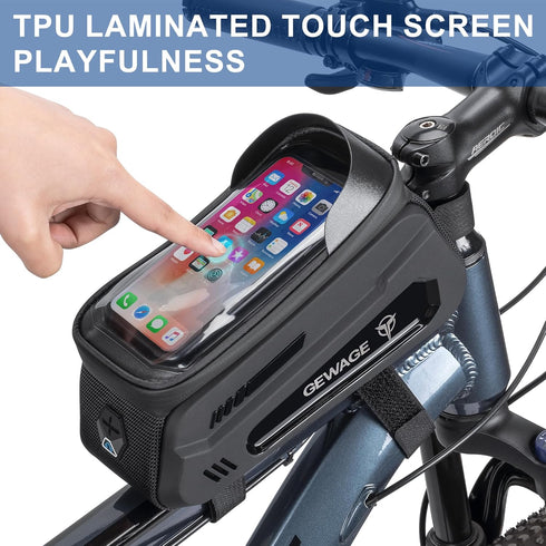 GEWAGE Bike Front Frame Bag with Phone Holder - Durable Cycling Accessory