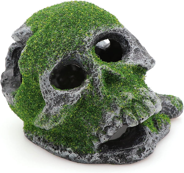 AQUA KT Aquarium Landscape Head Skeleton Skull - Fish Hiding Place Cichlid Cave for Betta Fish Tank