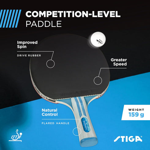 2mm STIGA Ping Pong Paddles - Tournament-Approved Sponge - Flared Handle for Enhanced Control - Competitive Table