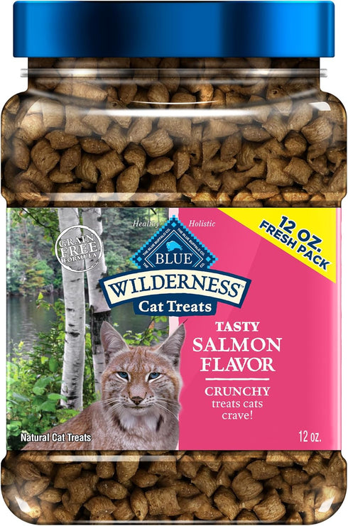 Blue Buffalo Wilderness Crunchy Cat Treats, 12-oz Tub, Tasty Salmon Flavor, Made with Natural Ingredients