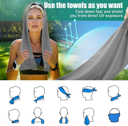 Haoteey Pack 30, 40"*12" Cooling Towels of Neck Cool Towel Bulk, Cold Towels for Neck and Face, Cooling Rags Sports