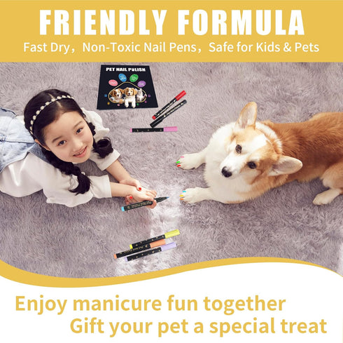 Quick Dry Dog Nail Polish Pens, 12 Colors Pet Nail Polish Kit for Dogs, Cats, and Birds, Easy to Apply