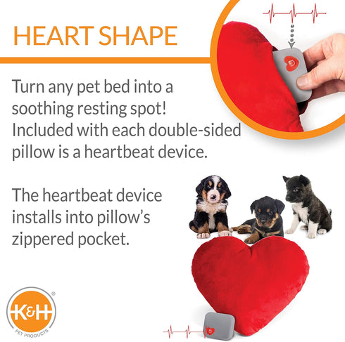 K&H Pet Products Mother's Heartbeat Calming Dog Toy - Heart Pillow, Red, Large Breed, 10 Inch
