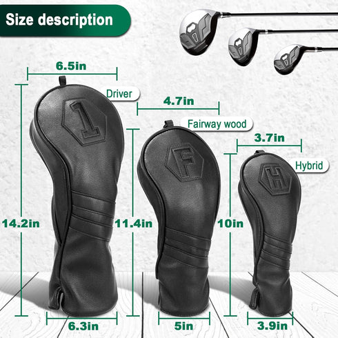 Golf Club Covers Set of 3 or 1PC, Head Covers for Woods and Drivers, Fit Most Golf Clubs