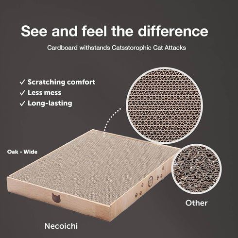 Necoichi Cardboard Cat Scratcher Bed - Cat Scratching Board for Indoor Cats, 16" Wide, a.Oak Lounge