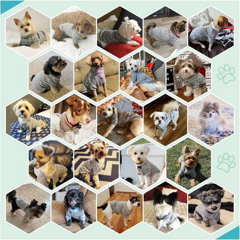 Jecikelon Dog Clothes, Soft Winter Sweater for Small Dogs, Warm Outfit for Puppies XXS XS Cat Apparel (Small, Grey)