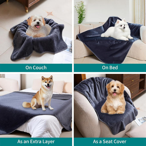 Waterproof Dog Blankets for Large Dogs, Urine Proof Washable Outdoor Pet Blanket, Super Soft Warm Fluffy Facecloth Sofa