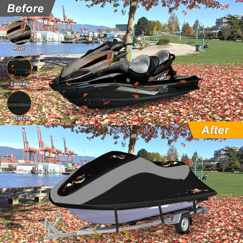 XYZCTEM Trailerable Jet Ski Cover, Waterproof Oxford Fabric, Fits Seadoo, Yamaha, GTX, Kawasaki, Honda