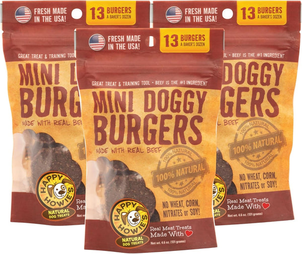 Happy Howie's Mini Doggy Burgers - Natural Healthy Dog Treats, Made with