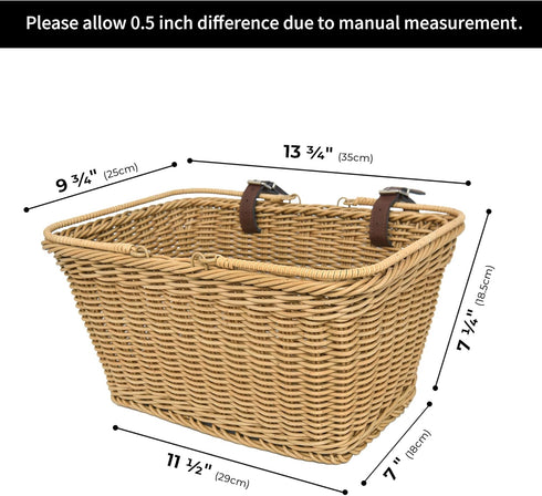 GRANNY SAYS Large Wicker Bike Basket with Accessories, Waterproof Front Bicycle Basket with Handles for Adult Bikes