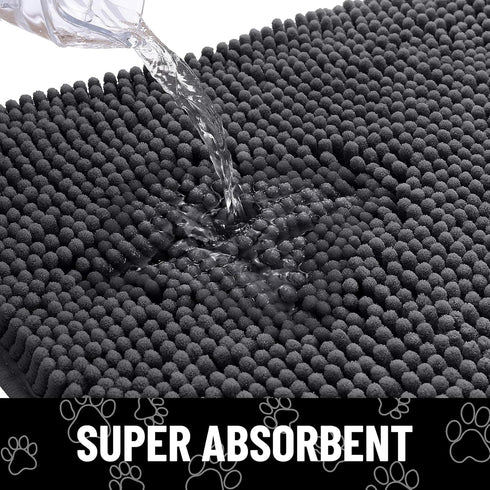 smiry Absorbent Dog Door Mat for Muddy Paws, Non-Slip Washable Chenille Mat, Quick Dry Indoor Entry Mat (47x32 Inches,