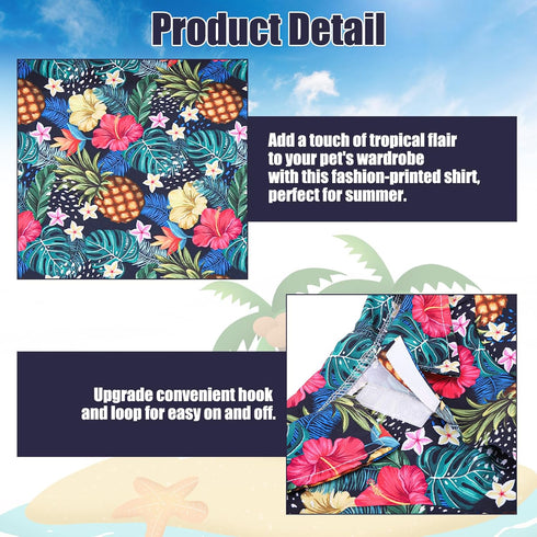 EXPAWLORER Dog Hawaiian Shirt - Breathable Summer Polo T-Shirts for Small Medium Large Dogs