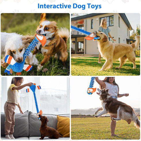 Squeaky Dog Toys for Large Dogs | Tough Tug of War Puppy Toy | Cute Animal Design Plush Chew Toys