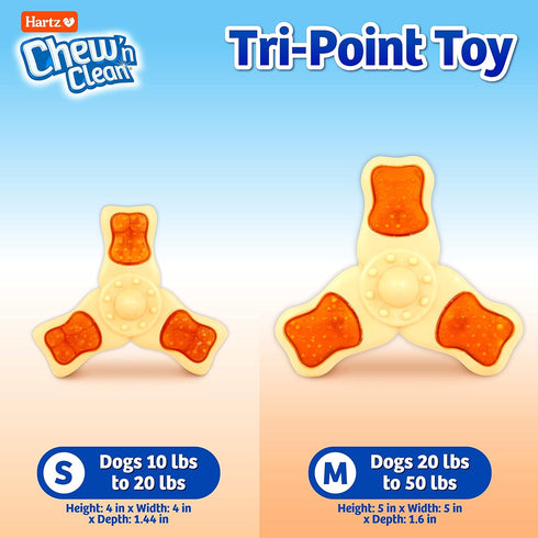 Hartz Chew ‘n Clean Tri-Point Dog Toy, Chicken Flavored Chew Toy and Treat in One, Small