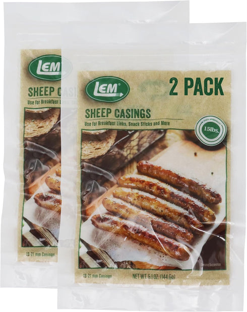 LEM Products Natural Sheep Casings, 19-21mm, Edible Sausage Casings, Stuffs Approximately 30