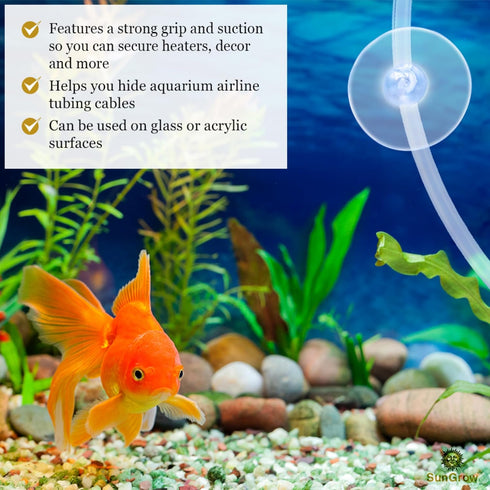 SunGrow 20 Pack Aquarium Suction Cup Clips, 1” Rubber Clamps for Fish, Turtle, Frog Tank, Fits 0.2” Tubing