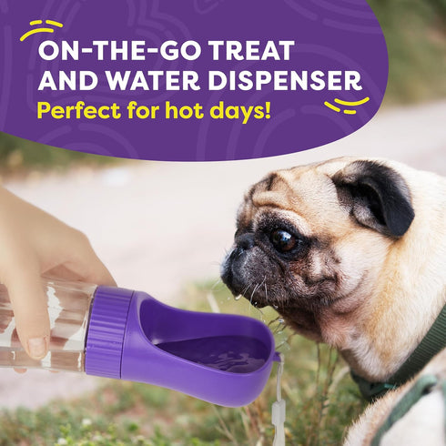 Hertzko Heavy Duty Retractable Dog Leash with Built-in Poop Bag Holder & Water Dispenser - Purple & Black, 16 Ft