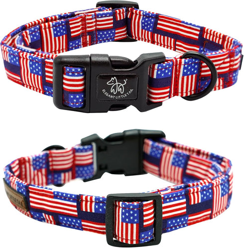 Elegant Little Tail Independence Day Dog Collar, Holiday Patriotic Durable Collar for Small Medium Large Dogs, Pet Gift