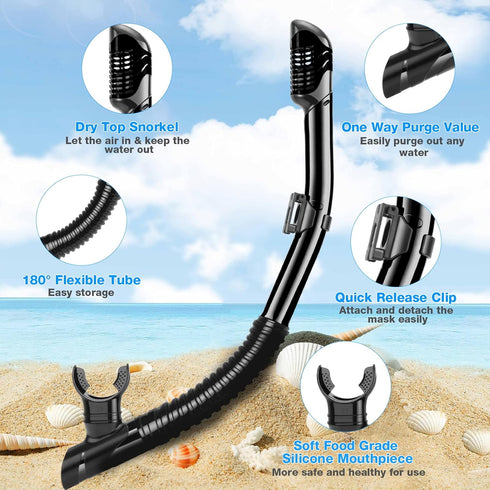 Snorkeling Gear for Adults, Anti-Fog Tempered Glass Lens, Anti-Leak Set with Mesh Bag