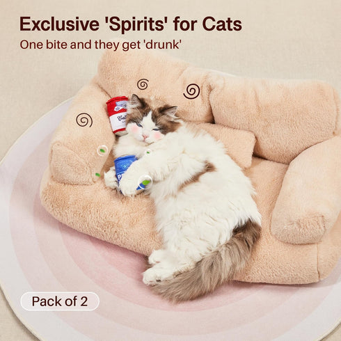 2Pcs 4.0 Inches Potaroma Beer-Simulation Cat Toys Catnip Crinkly Sound Toy, Durable Kitten Bite Kicker Toys, Indoor