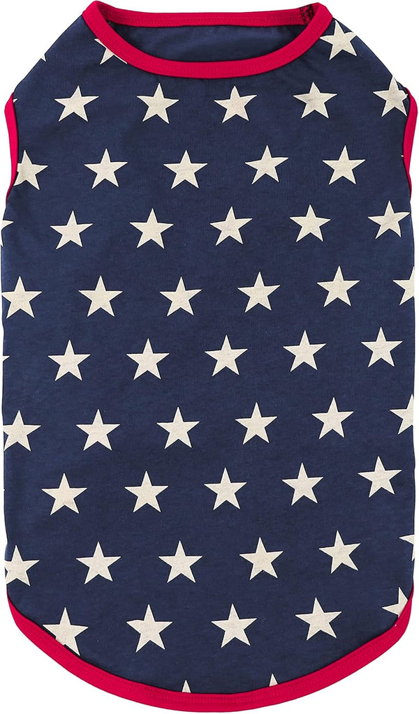 Fitwarm Patriotic Star Dog Shirt - 4th of July Holiday Clothes for Small Dogs, 100% Breathable Cotton