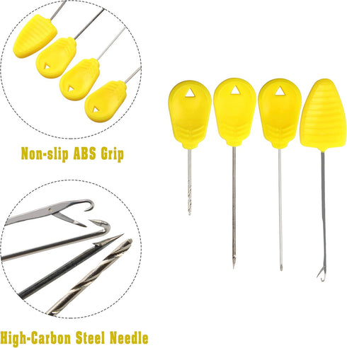 Fishing Carp Hair Boilie Rigs Kit, 45pcs with Curved Barbed Carp Hook, Braided Line, Bait Stopper Tool