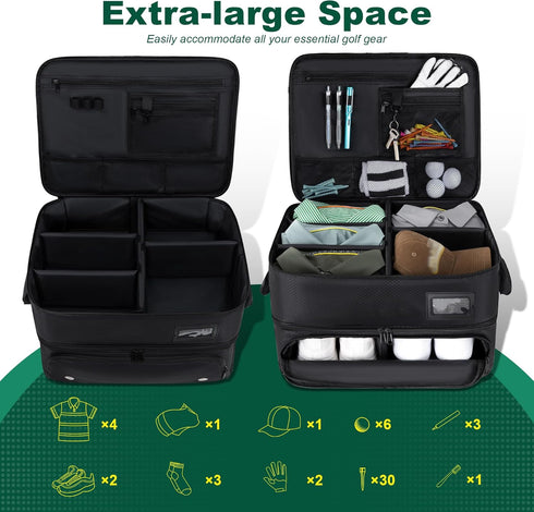 HIMAL HIMAL 2 Layer Golf Trunk Organizer, Collapsible Waterproof Car Golf Bag with Ventilation Compartment
