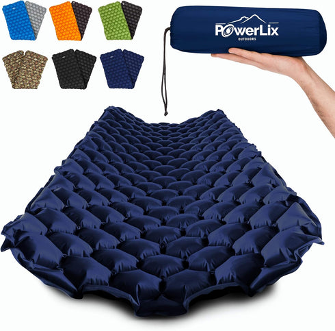 POWERLIX Ultralight Sleeping Pad for Camping - Compact Lightweight Airpad with Inflating Bag, Carry Bag, Repair Kit