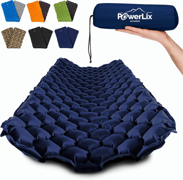 POWERLIX Ultralight Sleeping Pad for Camping - Compact Lightweight Airpad with Inflating Bag, Carry Bag, Repair Kit