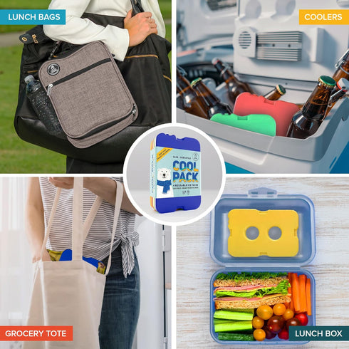 Healthy Packers Slim Reusable Ice Packs, Long-Lasting for Lunch Bags and Cooler Bags, Set of 4