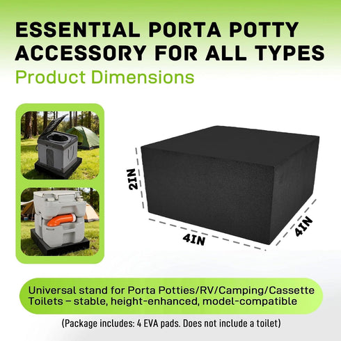 Hxszk 2-Inch 4 Pack 4x4x2 Inch Cassette Trimmable Height Lift Porta Potty Pads - Universal Base for Portable, RV