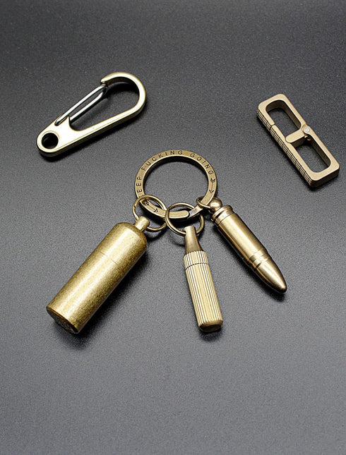 PPFISH Mini Brass Lighter, EDC Peanut Keychain Lighter, Waterproof Fire Starter for Survival