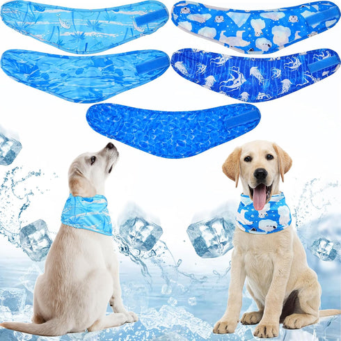 5 Pieces Dog Cooling Bandanas, Ice Scarf Neck Wraps for Hunting Training Hiking Camping Accessories for Summer (S)